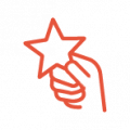 Icon von einer Hand, die einen Stern hält